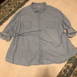 Plus Maternity Denim tunic with belt